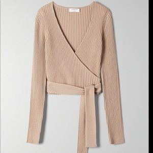 ARITZIA BABATON  Romeo Cropped wrap sweater